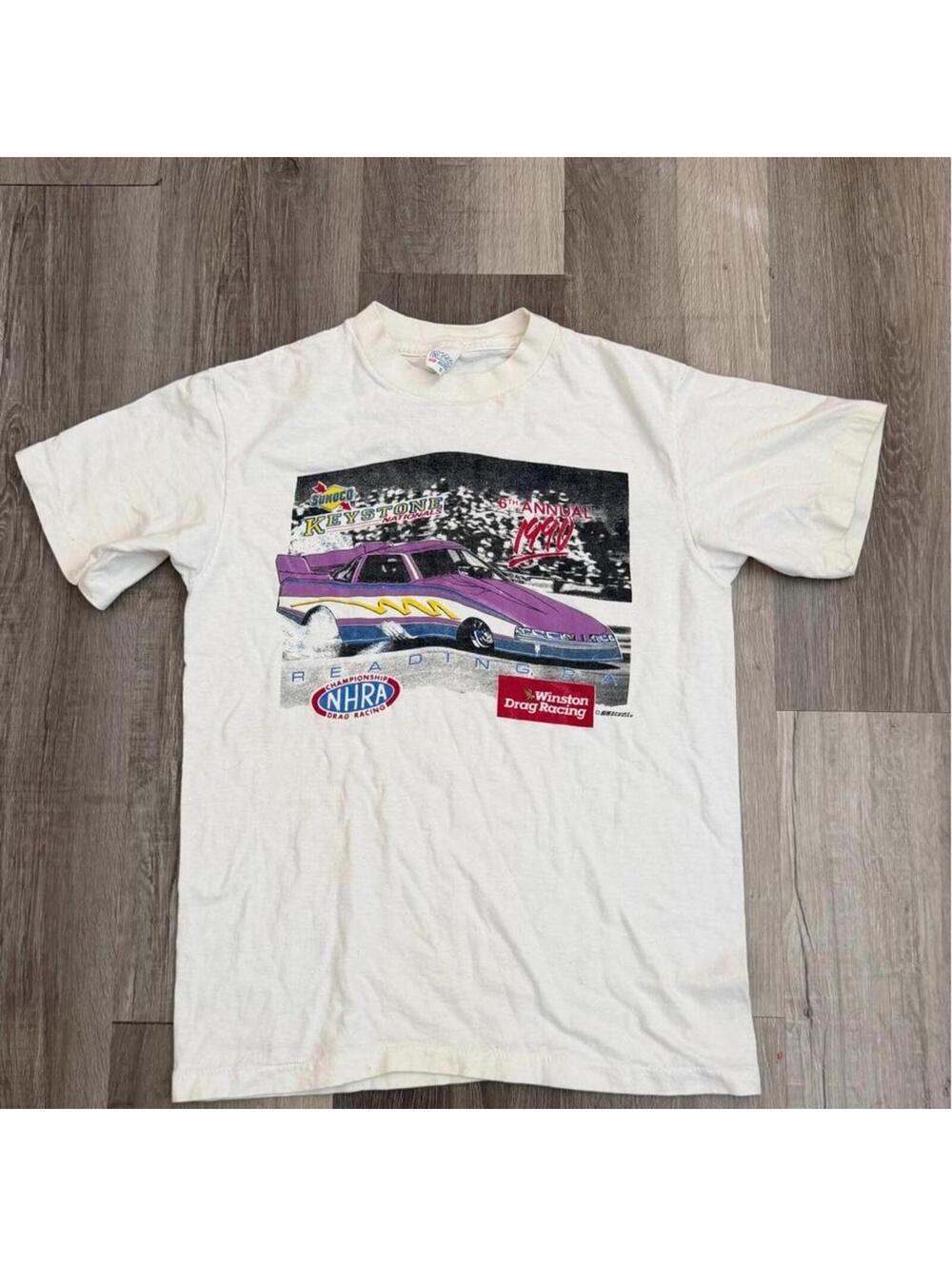 Vintage 90s NHRA Winston Drag Racing white t-shirt Size M #racing